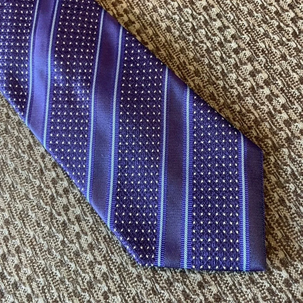 Gladson Men's Silk Tie Purple Stripe Repp Pattern‎ Designer Necktie Made in USA